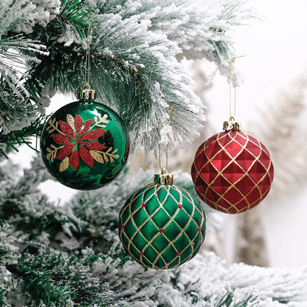 Red Green and Gold Majestic Christmas Ornament Bundle Set