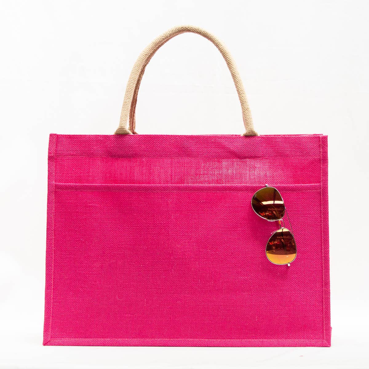 Jute Pocket Tote|Magenta