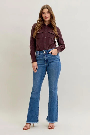 Judy Blue HW Bootcut Double Button Fray Hem