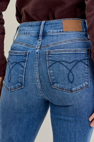 Judy Blue HW Bootcut Double Button Fray Hem