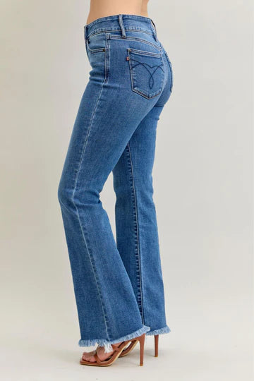 Judy Blue HW Bootcut Double Button Fray Hem