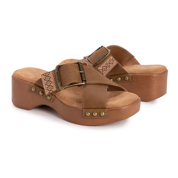 Muk Luks Women's Charlotte Sandal | Brown Crazyhorse