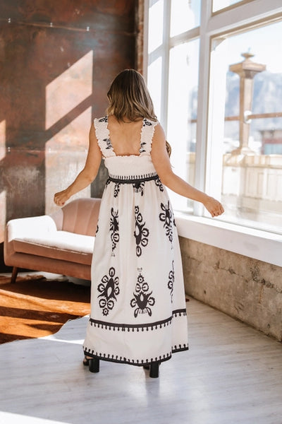 Leo Boho Smocked Sleeveless Maxi Dress