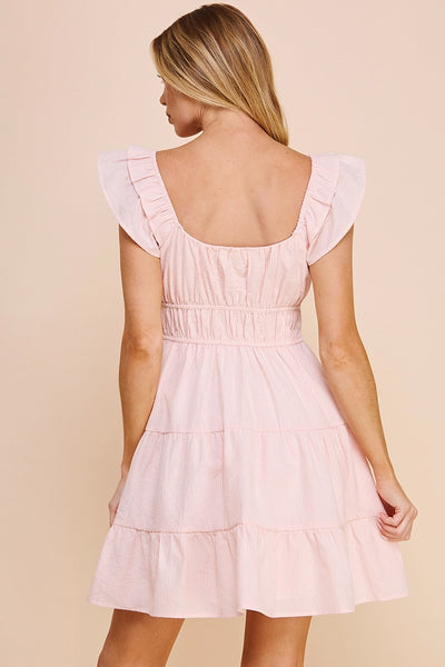 Striped Tiered Babydoll Dress | Pink Stripe