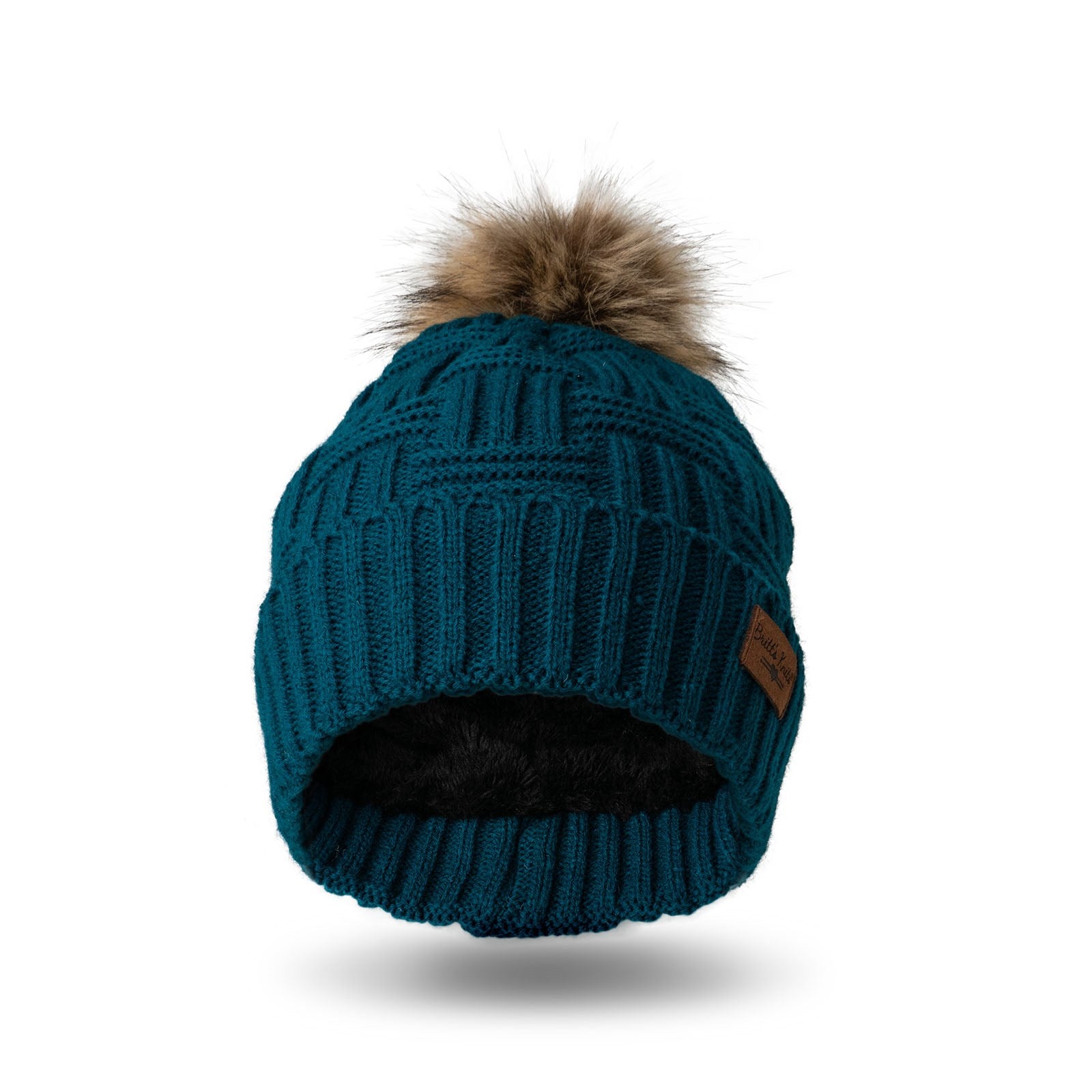 Plush Lined Knit Pom Hat | Teal