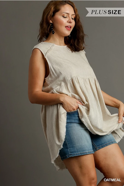 Frayed Tunic Top | Oatmeal