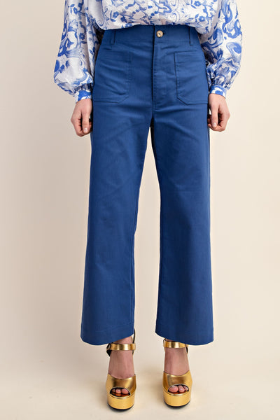 Ankle Cropped Summer Pants | Royal Blue