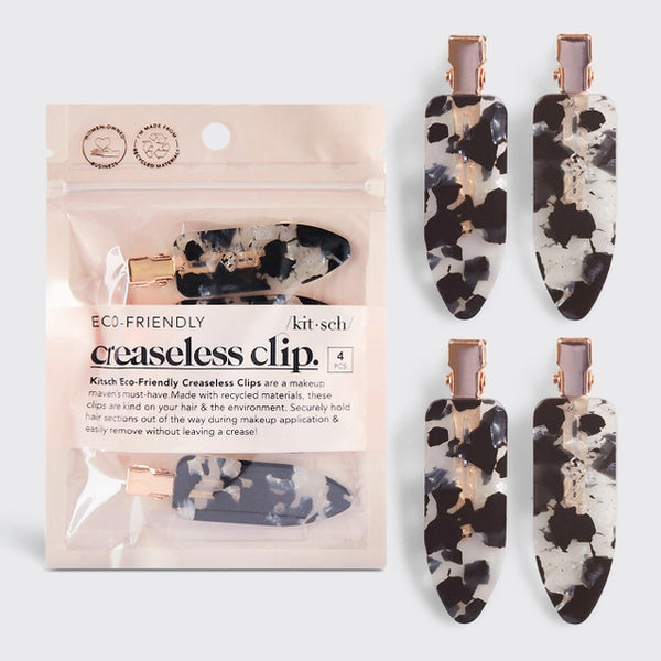 Eco-Friendly Creaseless Clips 4pc Set | Black Terrazzo