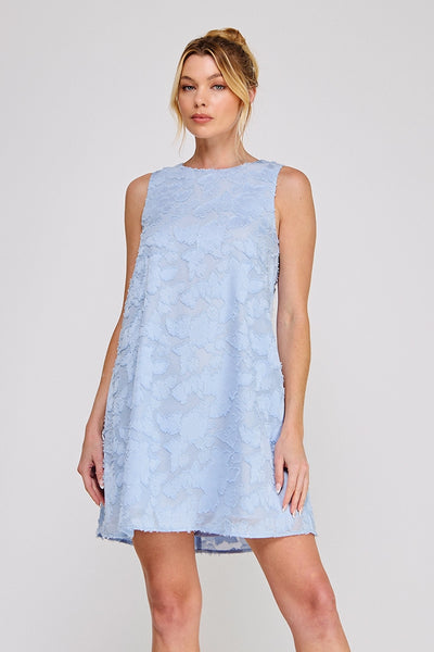 Floral Jacquard A-Line Dress | Soft Blue