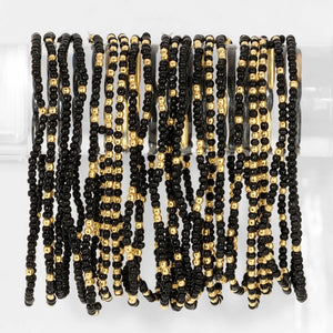 2mm Stretch Beaded Game Day Bracelets| Black