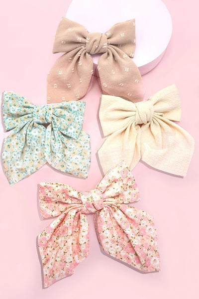 Pretty Ditsy Organza Bow Ribbon Hair Clips