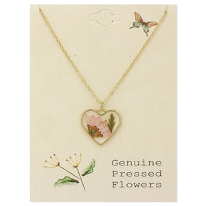 Cottage Floral Heart Dried Flower Necklace