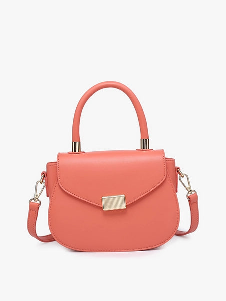 Giza Gold Accent Satchel/Crossbody | Coral