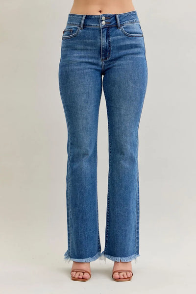 Judy Blue HW Bootcut Double Button Fray Hem