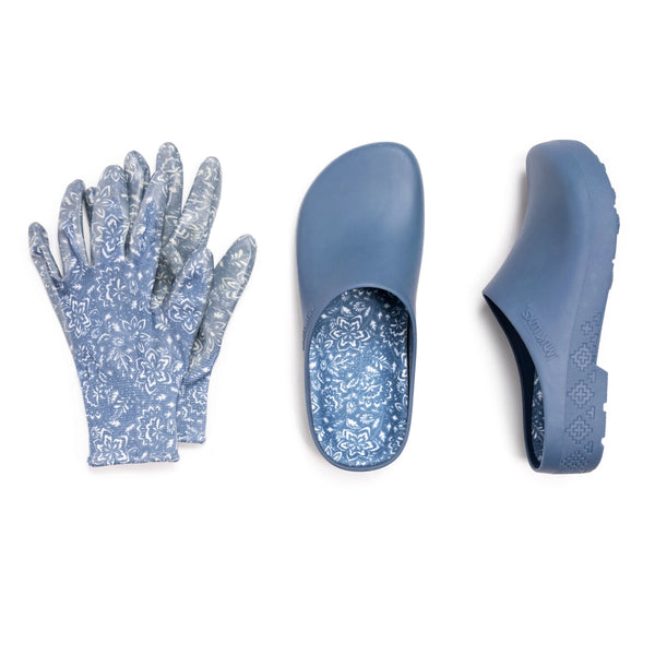 Muk Luks Women's Garden Clog and Glove Set | Denim Floral