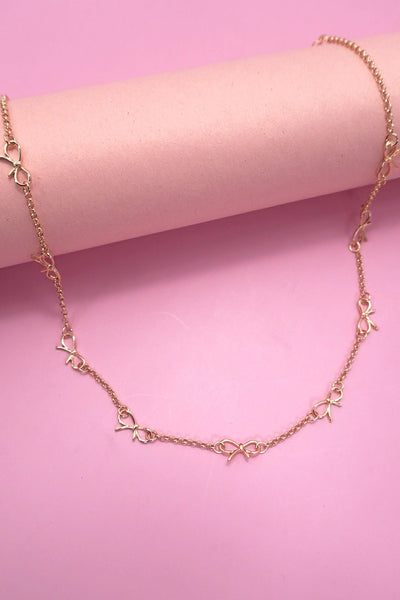 Cutout Bow Station Necklace