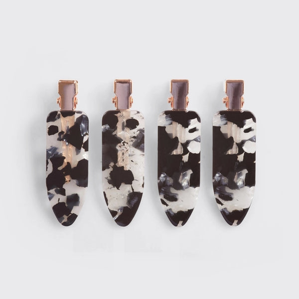 Eco-Friendly Creaseless Clips 4pc Set | Black Terrazzo