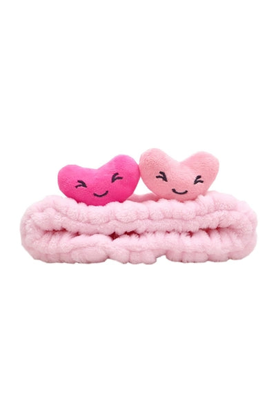 Pink Heart Plush Headband