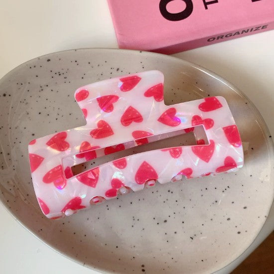 Valentine's Gift Rectangle Heart Hair Claw Clips