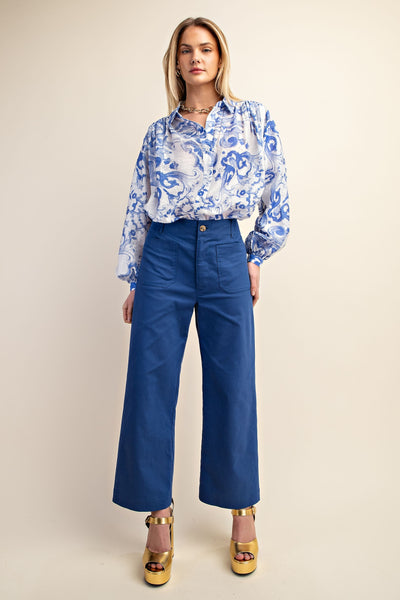 Ankle Cropped Summer Pants | Royal Blue