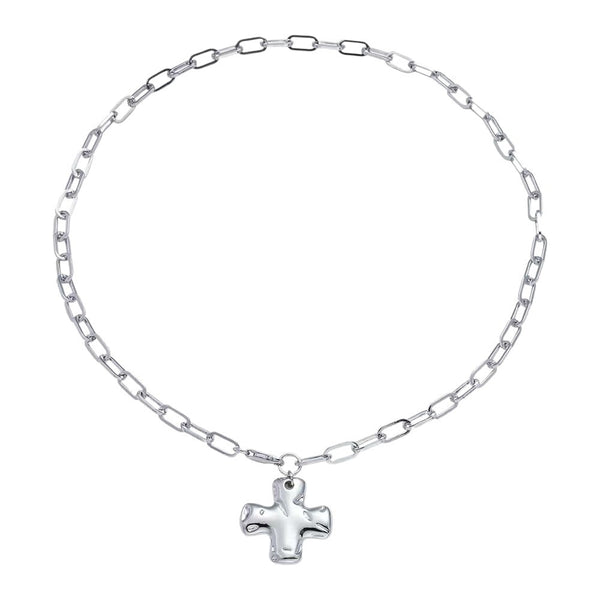 Notable Hammered Cross Necklace | Silver
