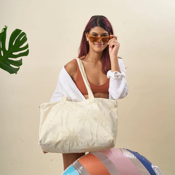 Terry Tote | Cream Palm