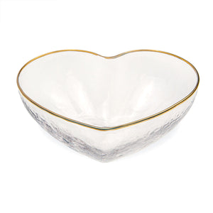 Heart Glass Bowl Clear/Gold