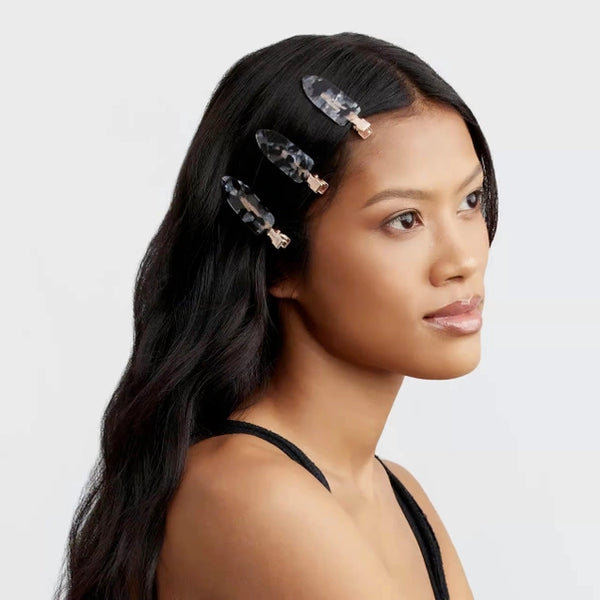 Eco-Friendly Creaseless Clips 4pc Set | Black Terrazzo