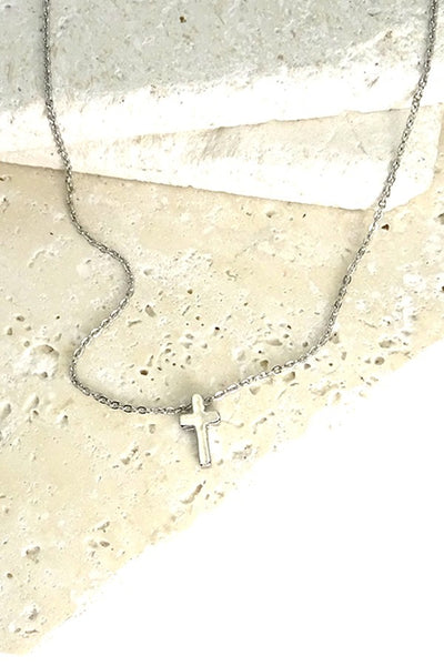 Classic Mini Cross Necklace | Gold or Silver