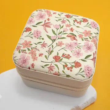 Designed Jewelry Organizer Travel Box Case | Pink Floral