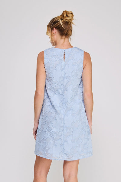 Floral Jacquard A-Line Dress | Soft Blue