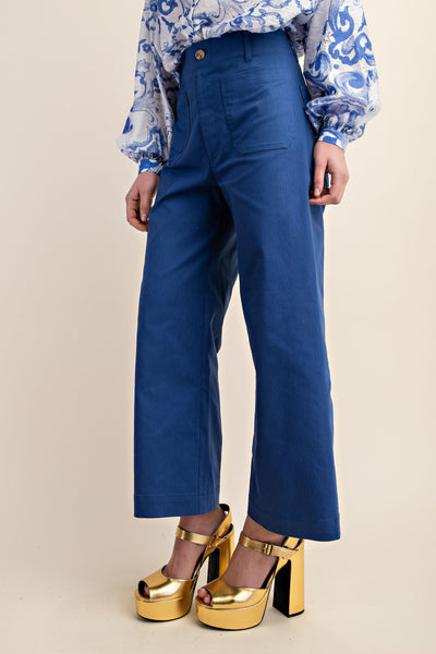 Ankle Cropped Summer Pants | Royal Blue