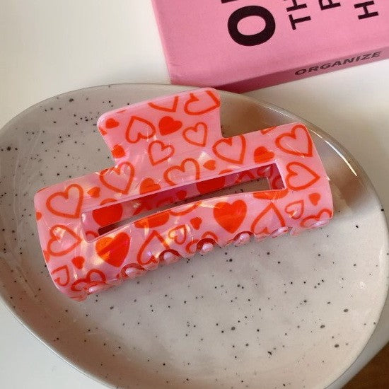 Valentine's Gift Rectangle Heart Hair Claw Clips