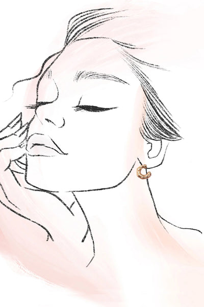 Heart Drop Pearl Stud Hoop Trio Earrings