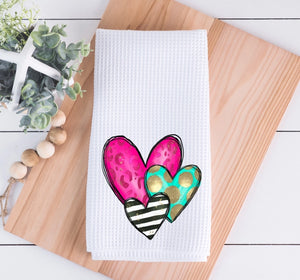 Whimsical Hearts Valentine Dish Towel