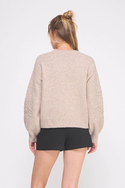 Floral Embroidery Sweater | Mocha