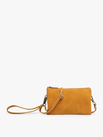 Riley Suede 3 Compartment Crossbody/Wristlet | Mustard