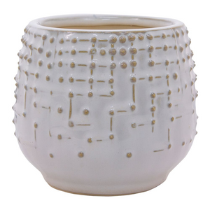 Short White Textured Vase