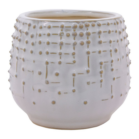 Short White Textured Vase