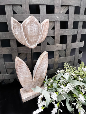 Whitewashed Tulip Stand 5.5x13in