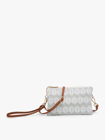 Riley Woven Diamond 3 Compartment Crossbody | Grey