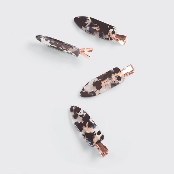 Eco-Friendly Creaseless Clips 4pc Set | Black Terrazzo