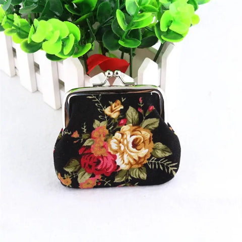 Floral Coin Purse | Black