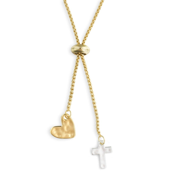 Lariat Charm Necklace | Heart and Cross