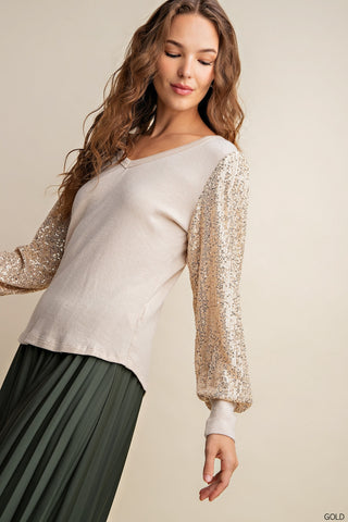 Sequin Long Sleeve Top