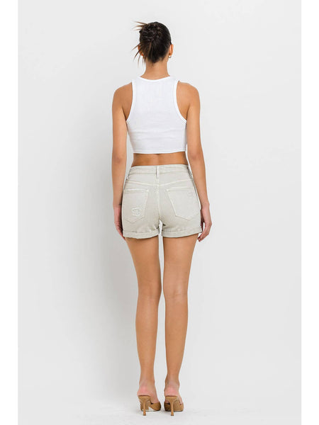 High Rise Rolled Up Shorts