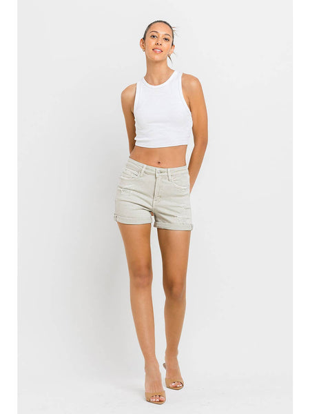 High Rise Rolled Up Shorts