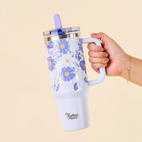 40 oz Lifestyle Flip Straw Tumbler | Bouquet Beauty Purple