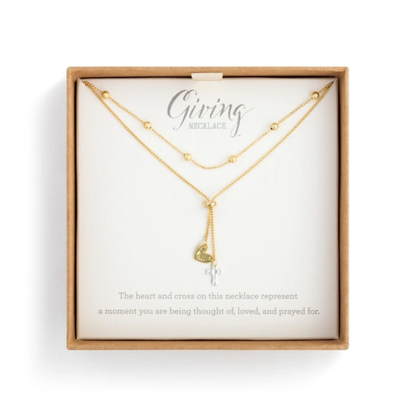 Lariat Charm Necklace | Heart and Cross