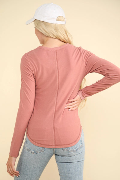 Soft Brushed Solid Knit Casual Top | Blush
